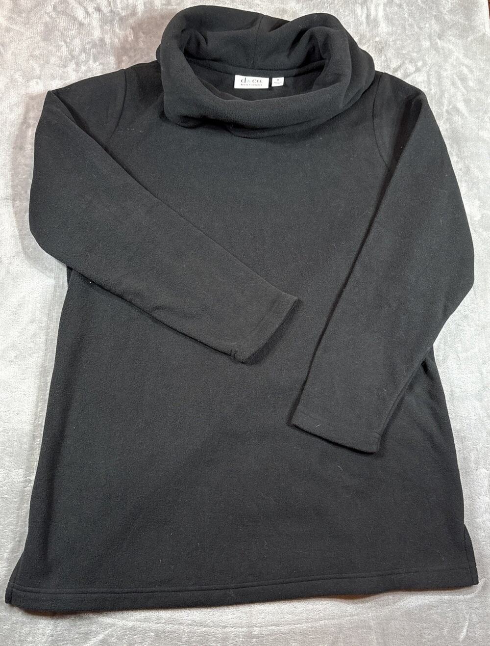 Denim & Company Womens Black Semi Fitted Long Sleeve Cowl Neck Top Sz M